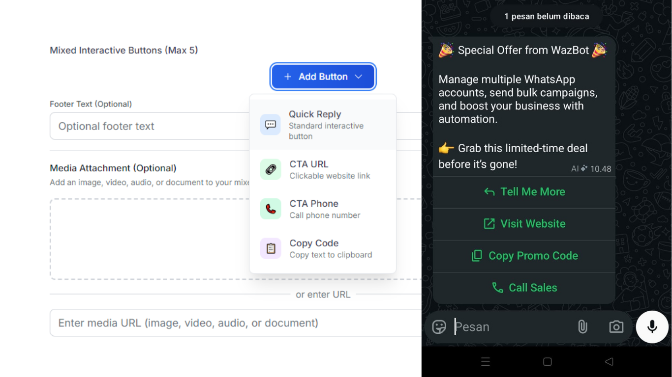 WhatsApp Button Message